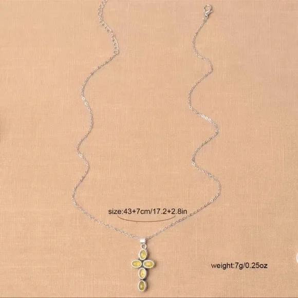 New Artisan Crafted Tanzanian Natural Canary Opal Cross Sterling Silver 2.00ct - Picture 5 of 9